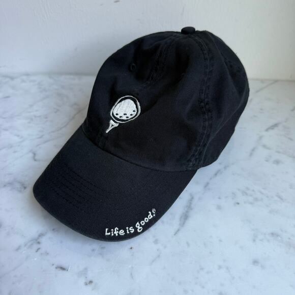 Life is Good Golf Ball Embroidered Black Baseball Cap Unisex - Picture 1 of 9